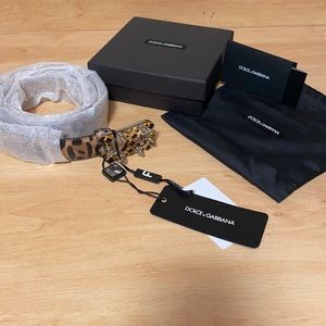 Brand New LIMITED EDITION Dolce & Gabbana Leopard Logo Belt w/Box&Dustbag sz 100